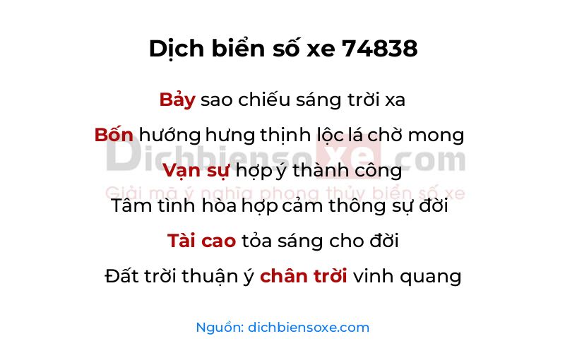 Dịch thơ biển số 74838