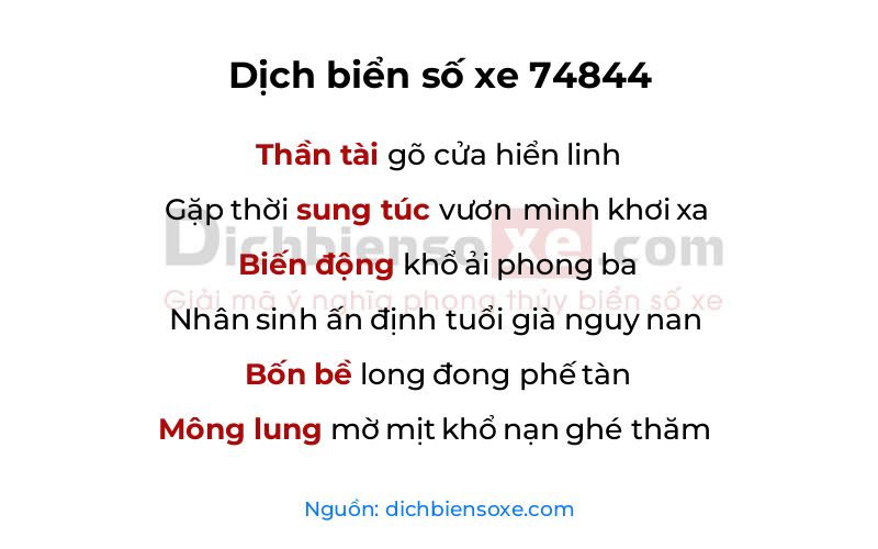 Dịch thơ biển số 74844