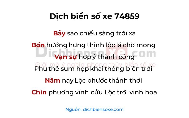 Dịch thơ biển số 74859