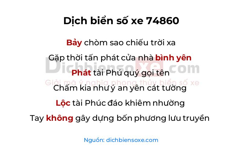 Dịch thơ biển số 74860
