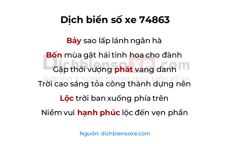 Dịch thơ biển số 74863