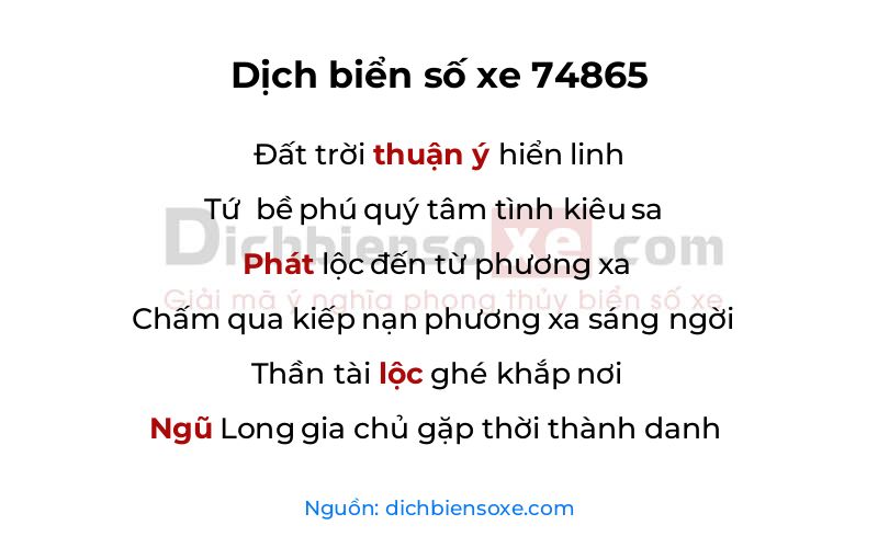 Dịch thơ biển số 74865