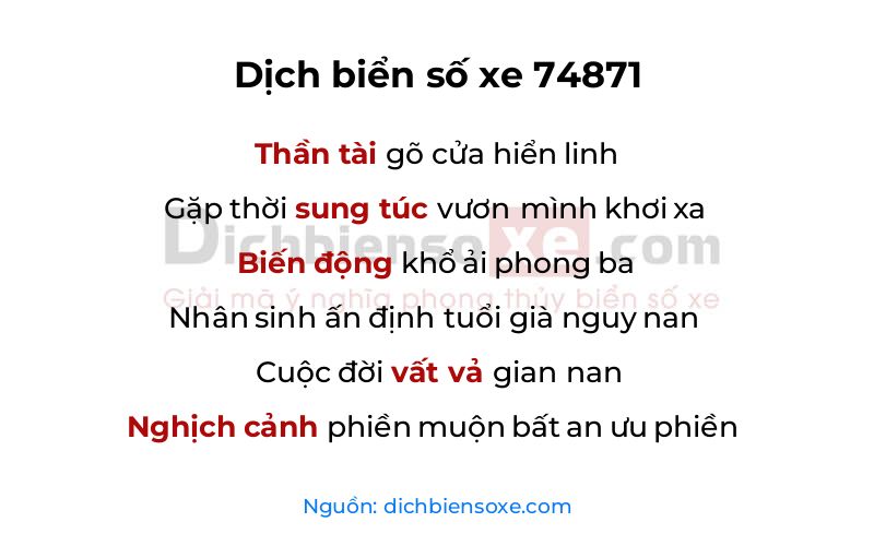 Dịch thơ biển số 74871