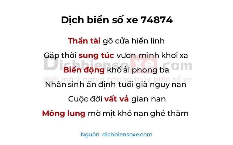 Dịch thơ biển số 74874