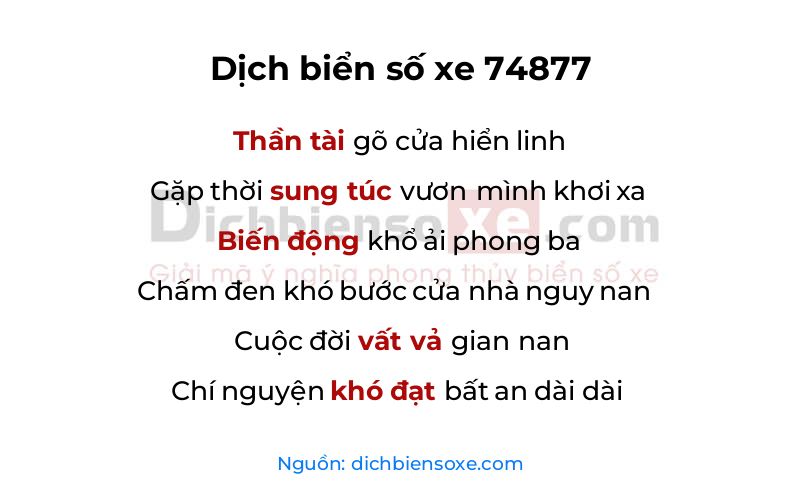 Dịch thơ biển số 74877