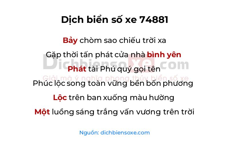 Dịch thơ biển số 74881
