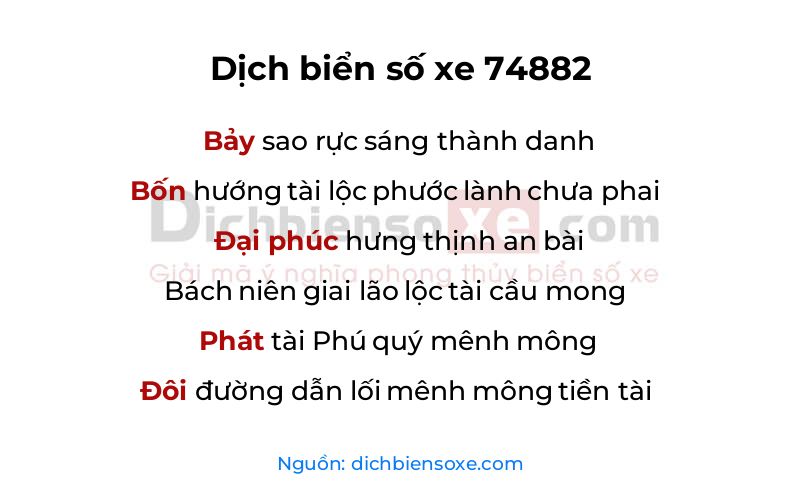 Dịch thơ biển số 74882