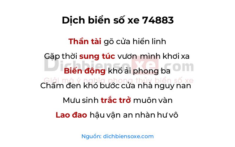 Dịch thơ biển số 74883