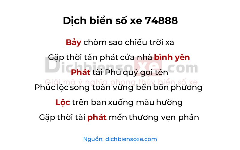 Dịch thơ biển số 74888