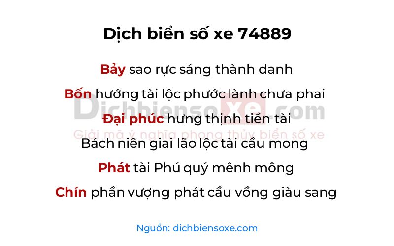 Dịch thơ biển số 74889