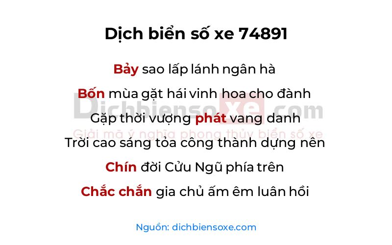 Dịch thơ biển số 74891