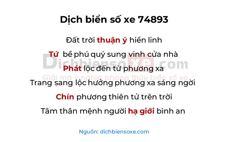 Dịch thơ biển số 74893