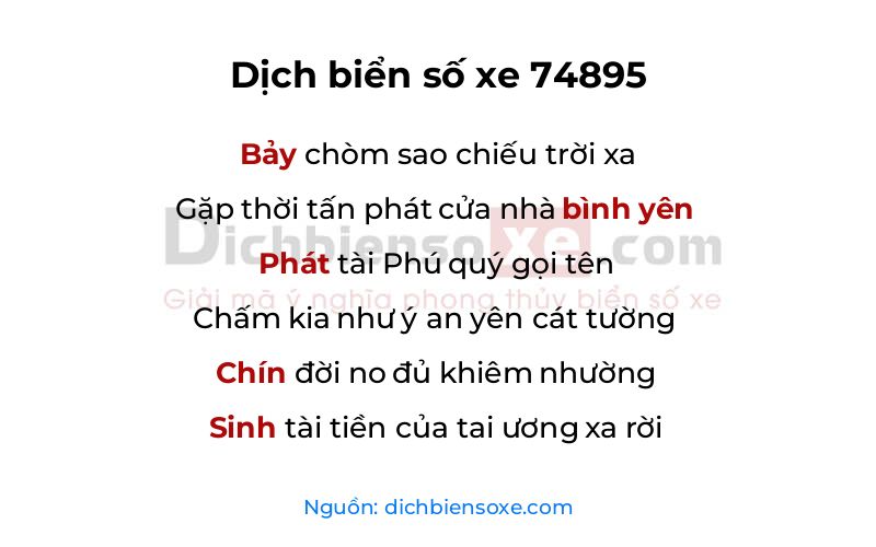 Dịch thơ biển số 74895