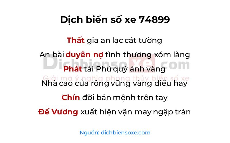 Dịch thơ biển số 74899