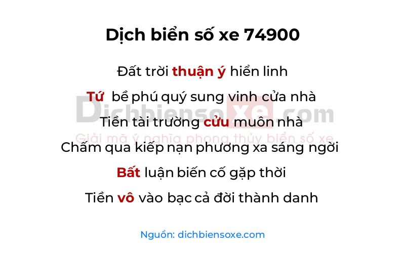 Dịch thơ biển số 74900