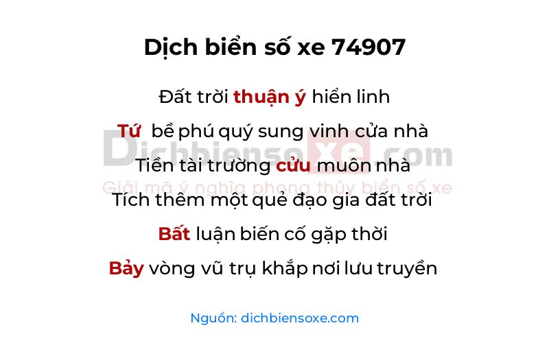 Dịch thơ biển số 74907