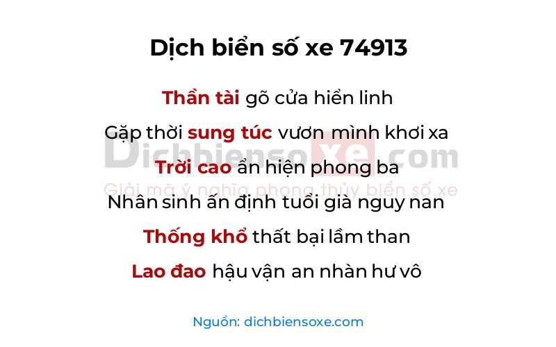 Dịch thơ biển số 74913