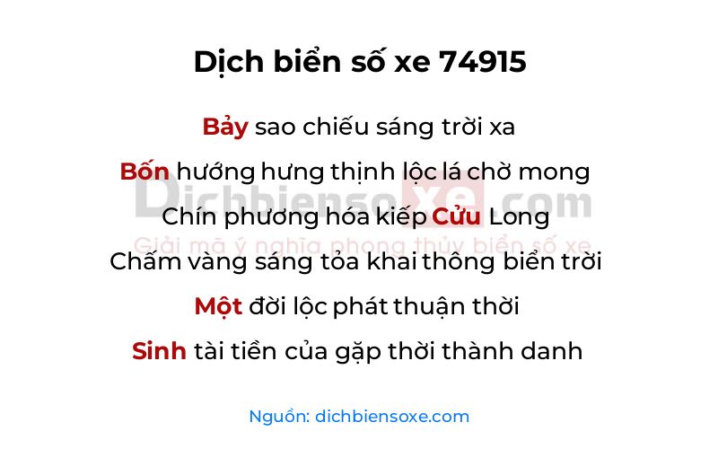 Dịch thơ biển số 74915