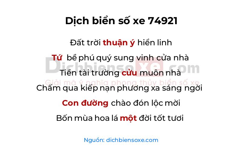 Dịch thơ biển số 74921