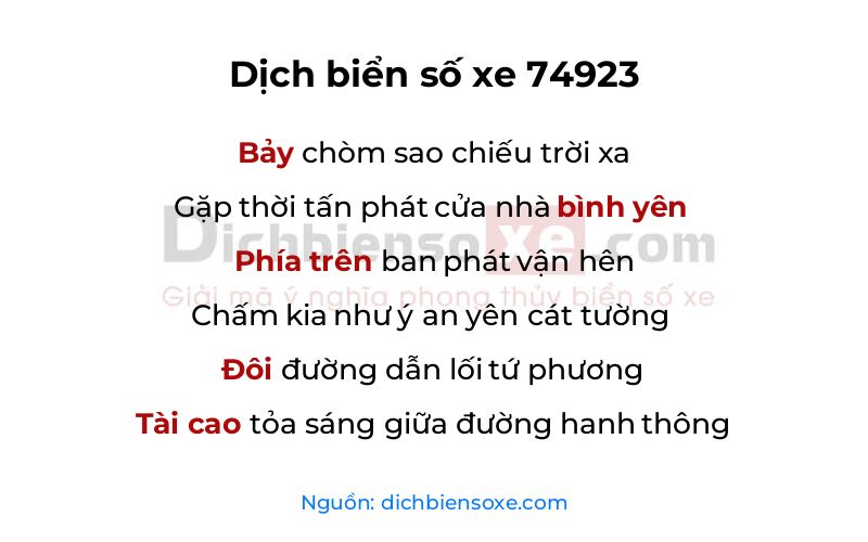 Dịch thơ biển số 74923