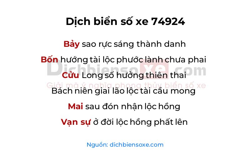 Dịch thơ biển số 74924
