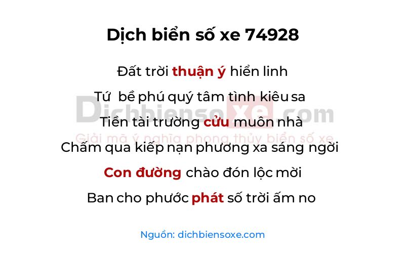 Dịch thơ biển số 74928