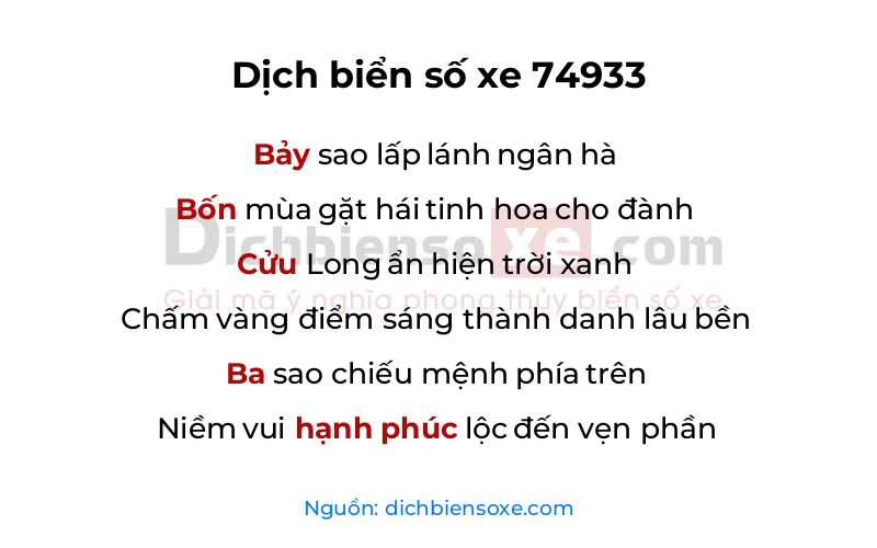 Dịch thơ biển số 74933