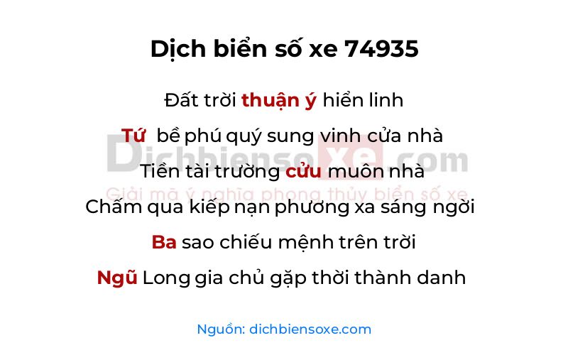 Dịch thơ biển số 74935