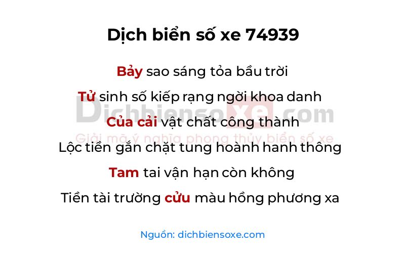 Dịch thơ biển số 74939