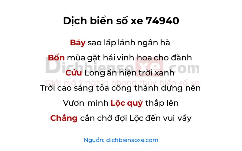 Dịch thơ biển số 74940