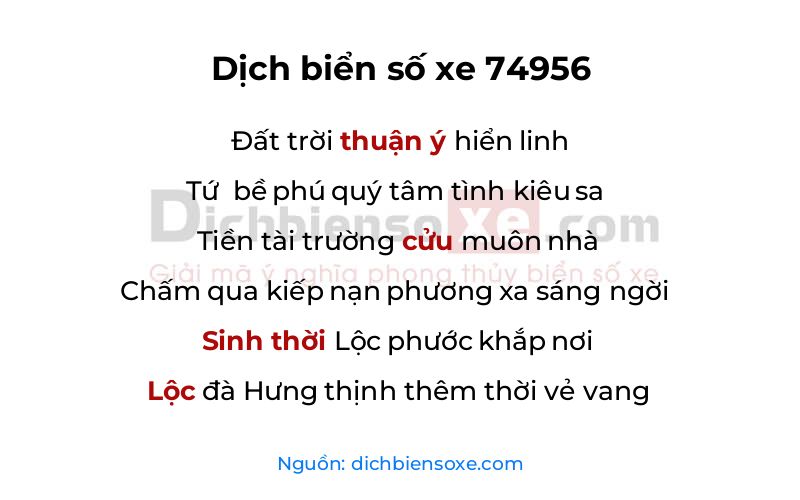 Dịch thơ biển số 74956