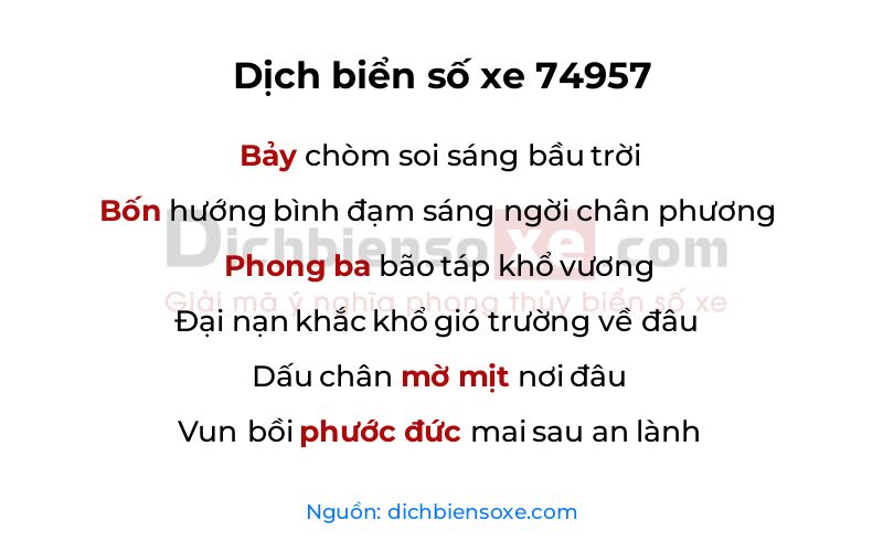 Dịch thơ biển số 74957