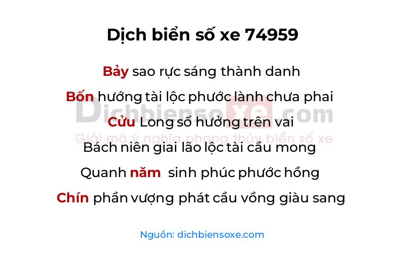 Dịch thơ biển số 74959