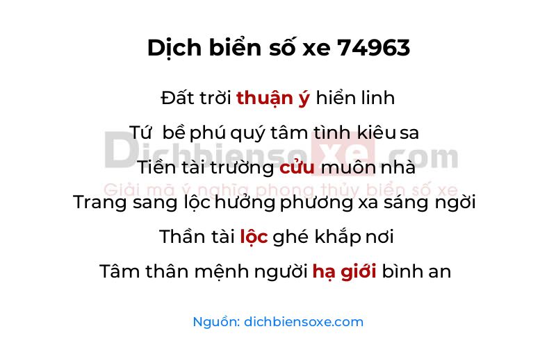Dịch thơ biển số 74963