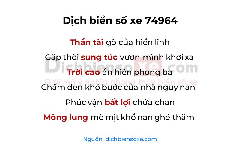 Dịch thơ biển số 74964