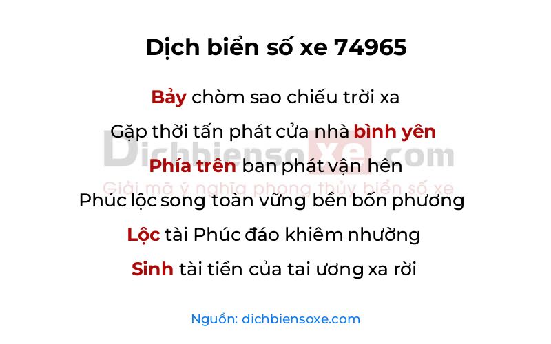 Dịch thơ biển số 74965