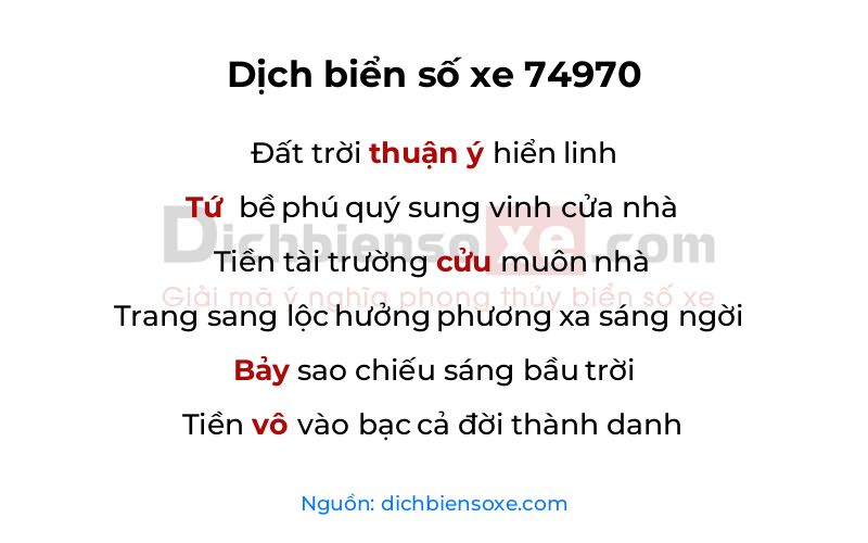 Dịch thơ biển số 74970