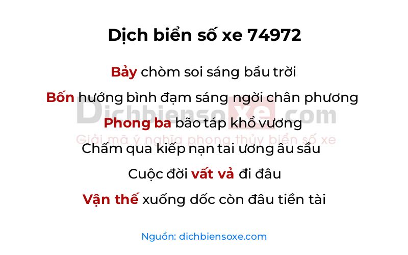Dịch thơ biển số 74972