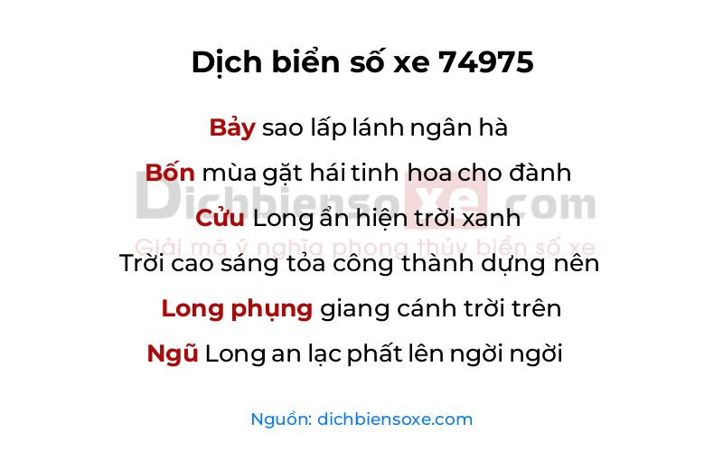 Dịch thơ biển số 74975