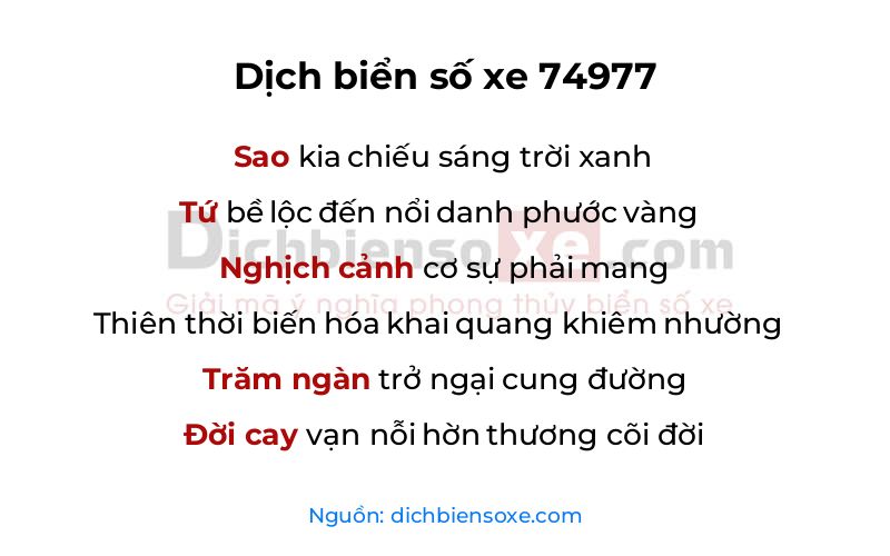 Dịch thơ biển số 74977