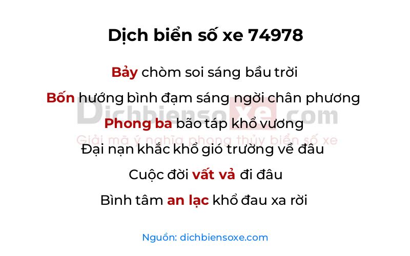 Dịch thơ biển số 74978