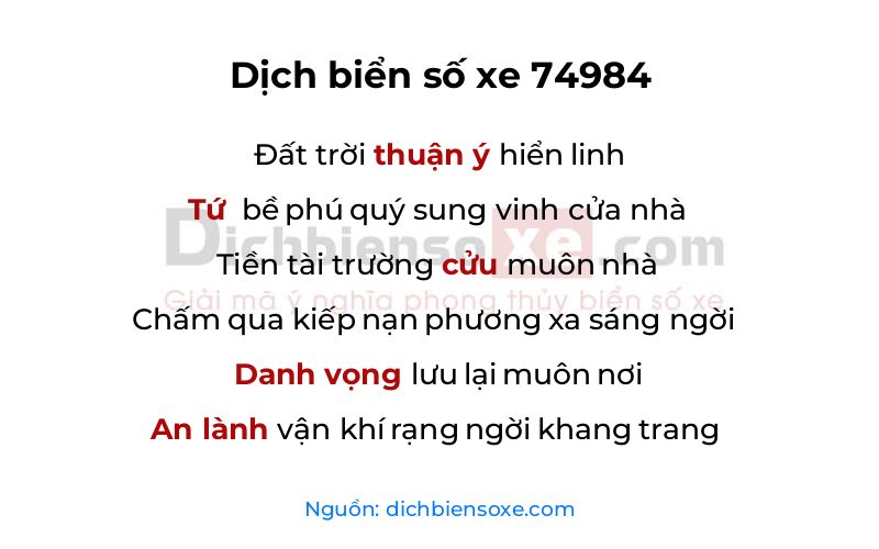 Dịch thơ biển số 74984