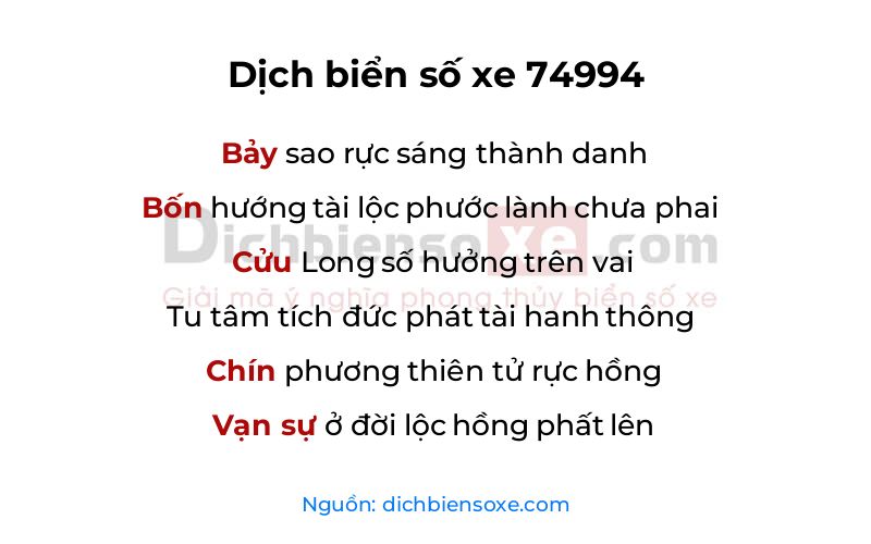 Dịch thơ biển số 74994
