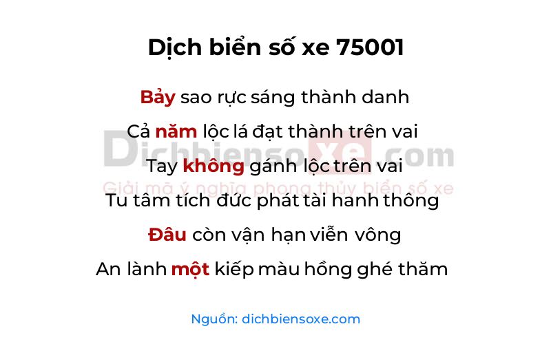 Dịch thơ biển số 75001