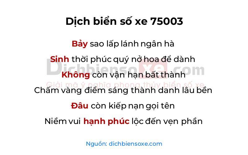 Dịch thơ biển số 75003