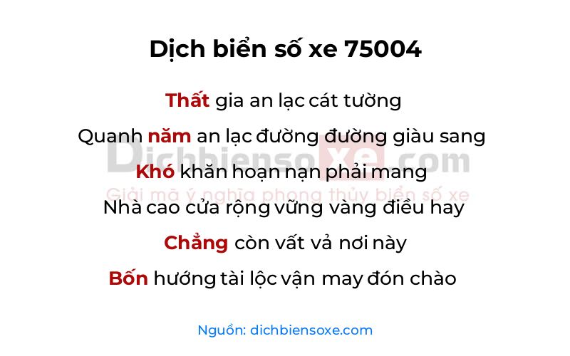 Dịch thơ biển số 75004