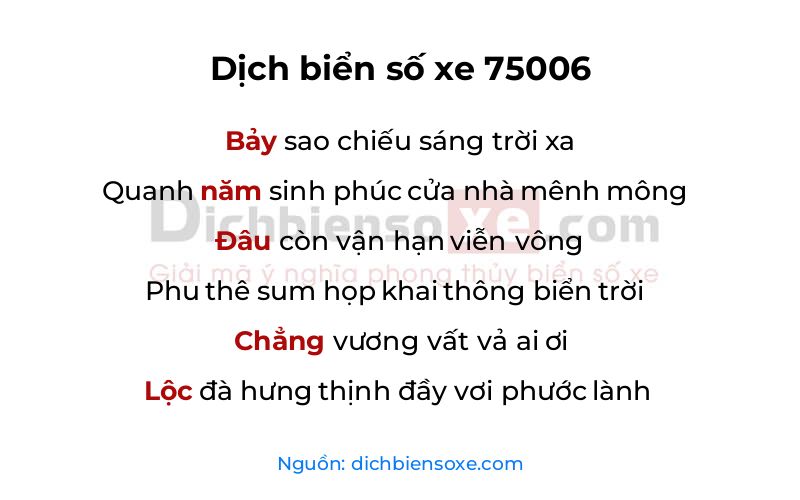 Dịch thơ biển số 75006