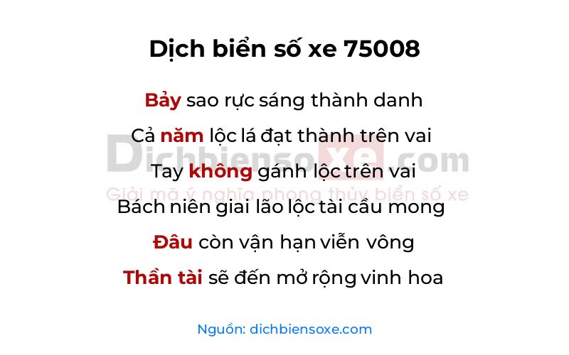 Dịch thơ biển số 75008