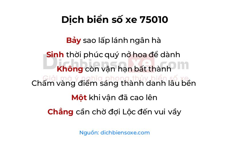 Dịch thơ biển số 75010