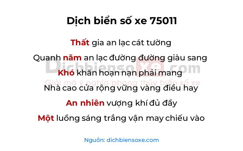 Dịch thơ biển số 75011